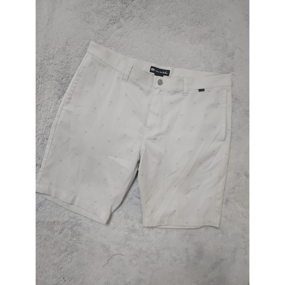 Travis Mathew Shorts Mens 38 Resort to this Tropics Palm Tree Print Golf Gray